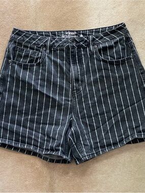 Pinstripe Dark Grey Mom Shorts